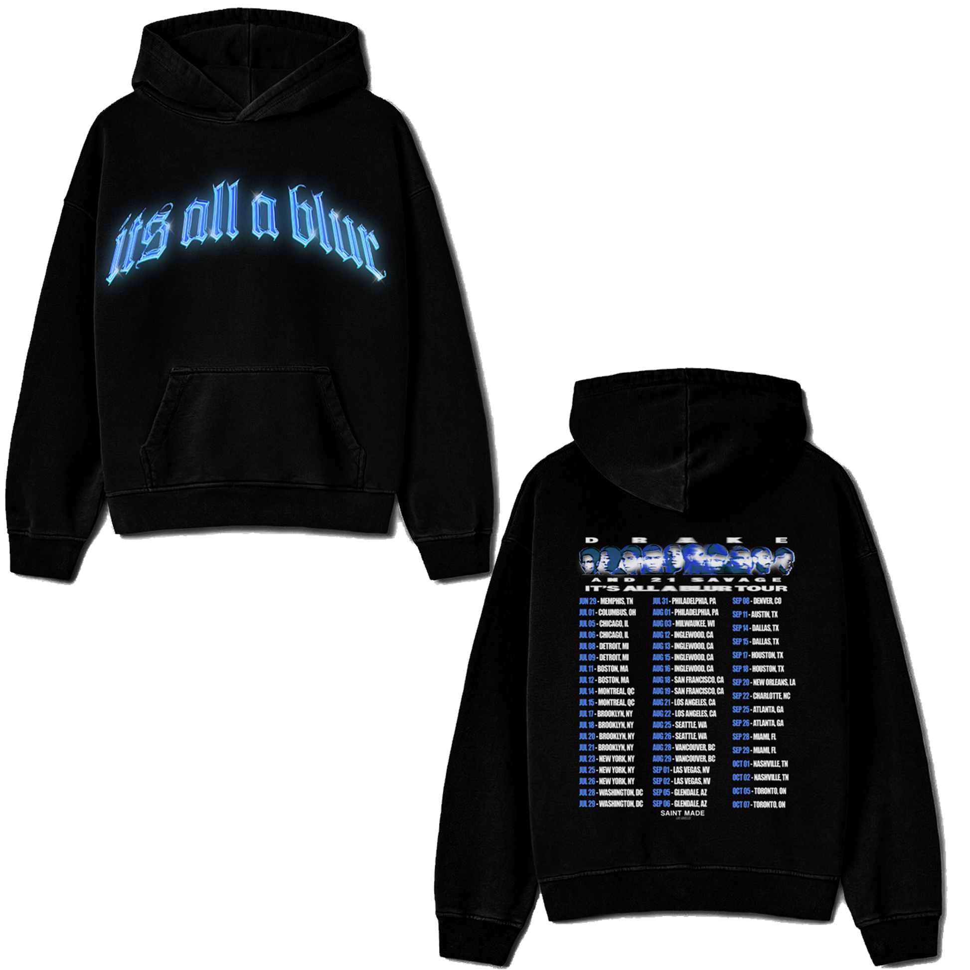 drake it's all a blur tour merch hoodie